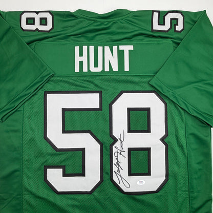 Autographed/Signed Jalyx Hunt Philadelphia Kelly Green Football Jersey PSA/DNA COA