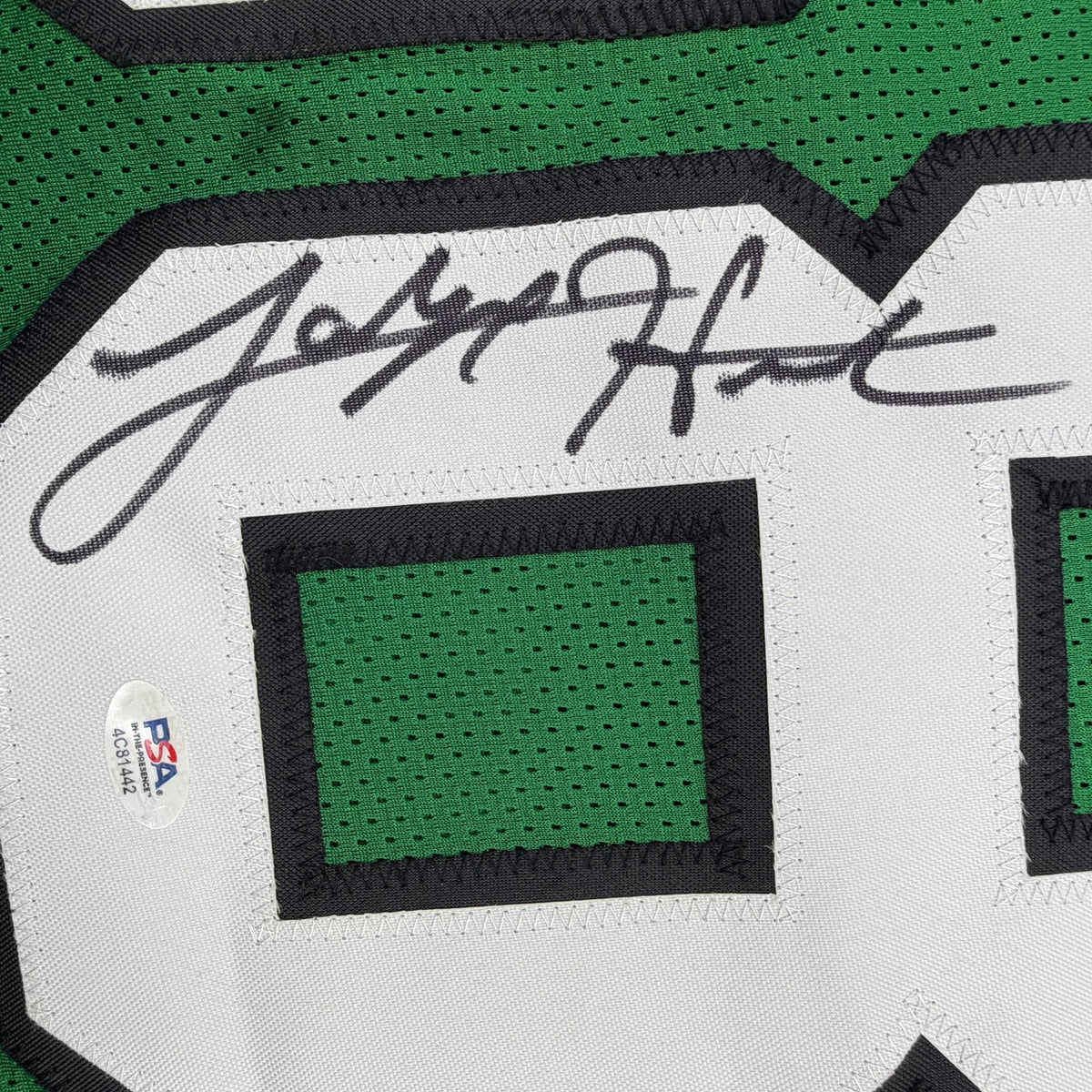Autographed/Signed Jalyx Hunt Philadelphia Kelly Green Football Jersey PSA/DNA COA