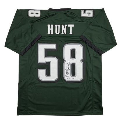 Autographed/Signed Jalyx Hunt Philadelphia Dark Green Football Jersey PSA/DNA COA