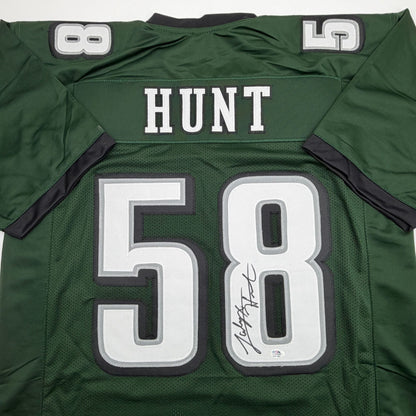 Autographed/Signed Jalyx Hunt Philadelphia Dark Green Football Jersey PSA/DNA COA