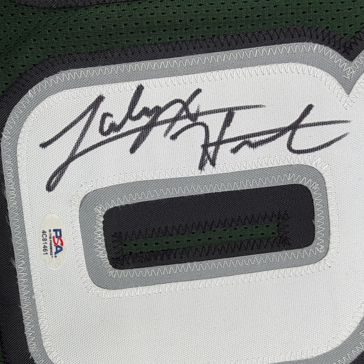 Autographed/Signed Jalyx Hunt Philadelphia Dark Green Football Jersey PSA/DNA COA