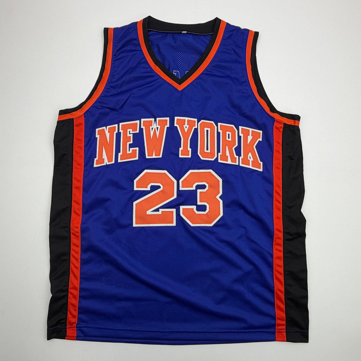 Autographed/Signed Marcus Camby New York Blue Basketball Jersey JSA COA