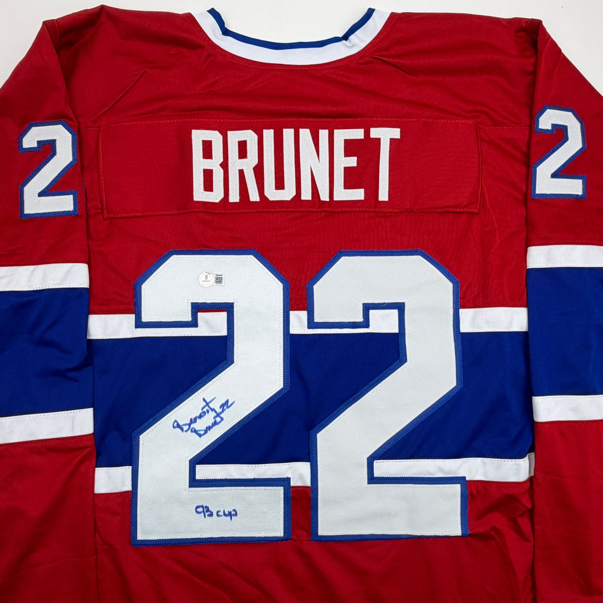 Autographed/Signed Benoit Brunet Montreal Red Hockey Jersey Beckett BAS COA