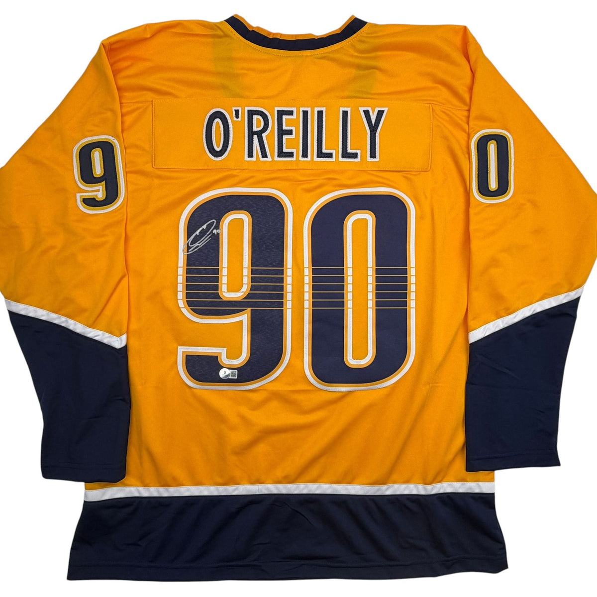 Autographed/Signed Ryan O'Reilly Nashville Yellow Hockey Jersey Beckett BAS COA