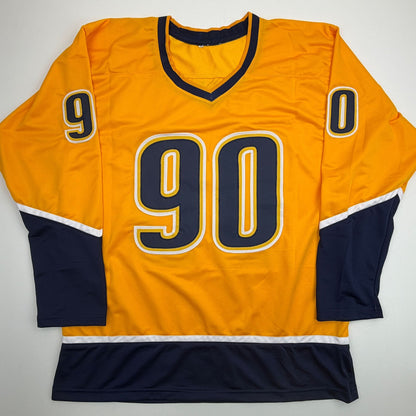 Autographed/Signed Ryan O'Reilly Nashville Yellow Hockey Jersey Beckett BAS COA
