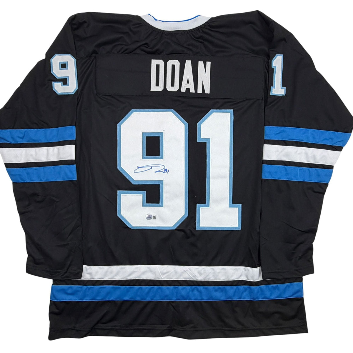 Autographed/Signed Josh Doan Utah Black Hockey Jersey Beckett BAS COA