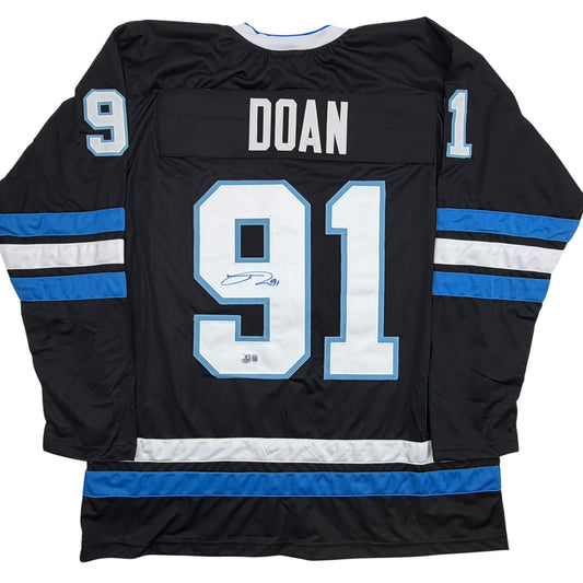 Autographed/Signed Josh Doan Utah Black Hockey Jersey Beckett BAS COA