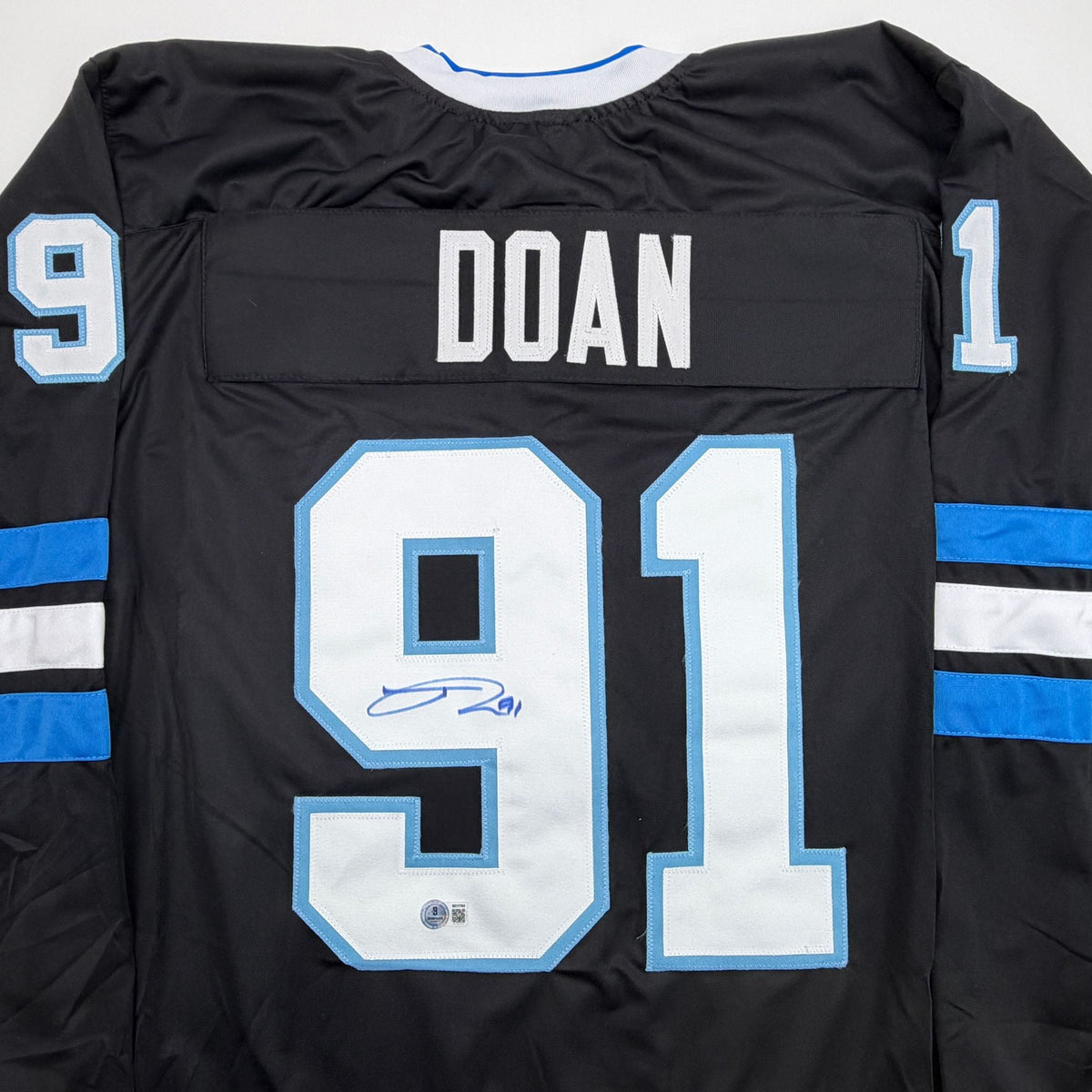 Autographed/Signed Josh Doan Utah Black Hockey Jersey Beckett BAS COA
