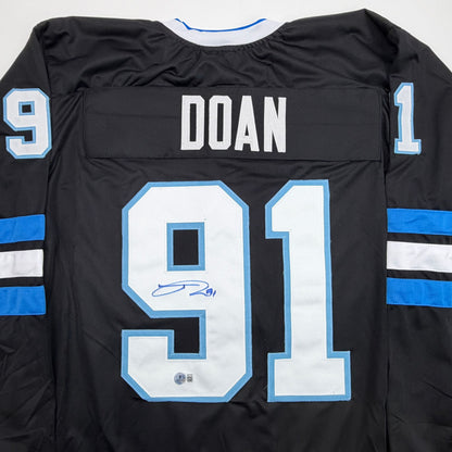 Autographed/Signed Josh Doan Utah Black Hockey Jersey Beckett BAS COA