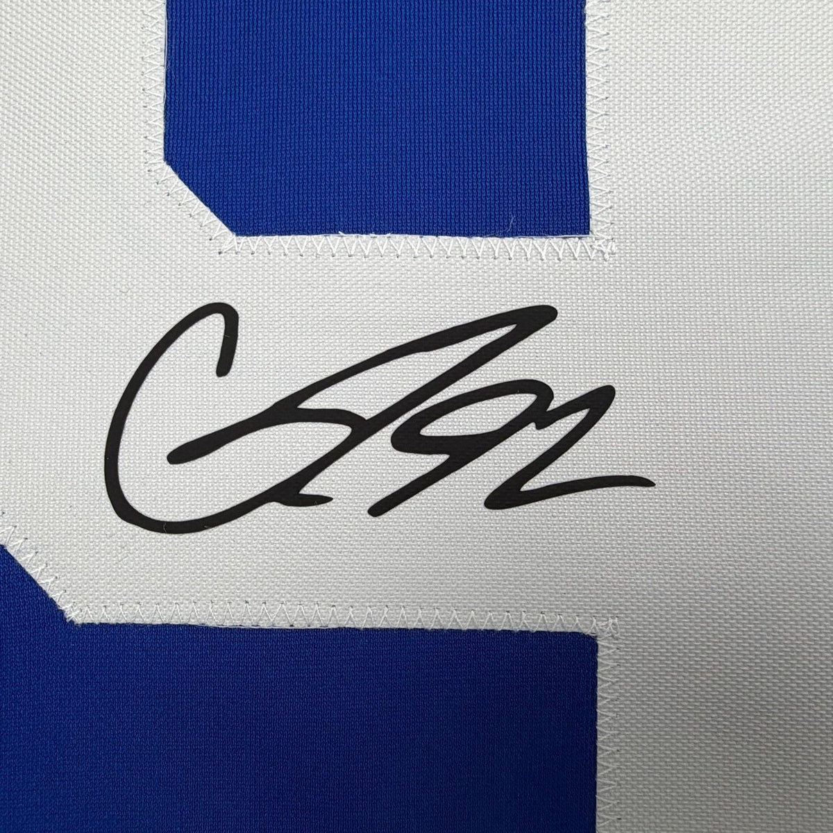 Framed Facsimile Autographed Gavin McKenna 35x39 Toronto Blue Reprint Laser Auto Hockey Jersey Size Men's XL