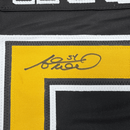 Framed Autographed/Signed Adam McQuaid 35x39 Boston Black Hockey Jersey JSA COA