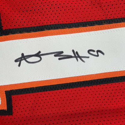 Framed Autographed/Signed Antonio Brown 35x39 Tampa Bay Red Football Jersey Beckett BAS COA