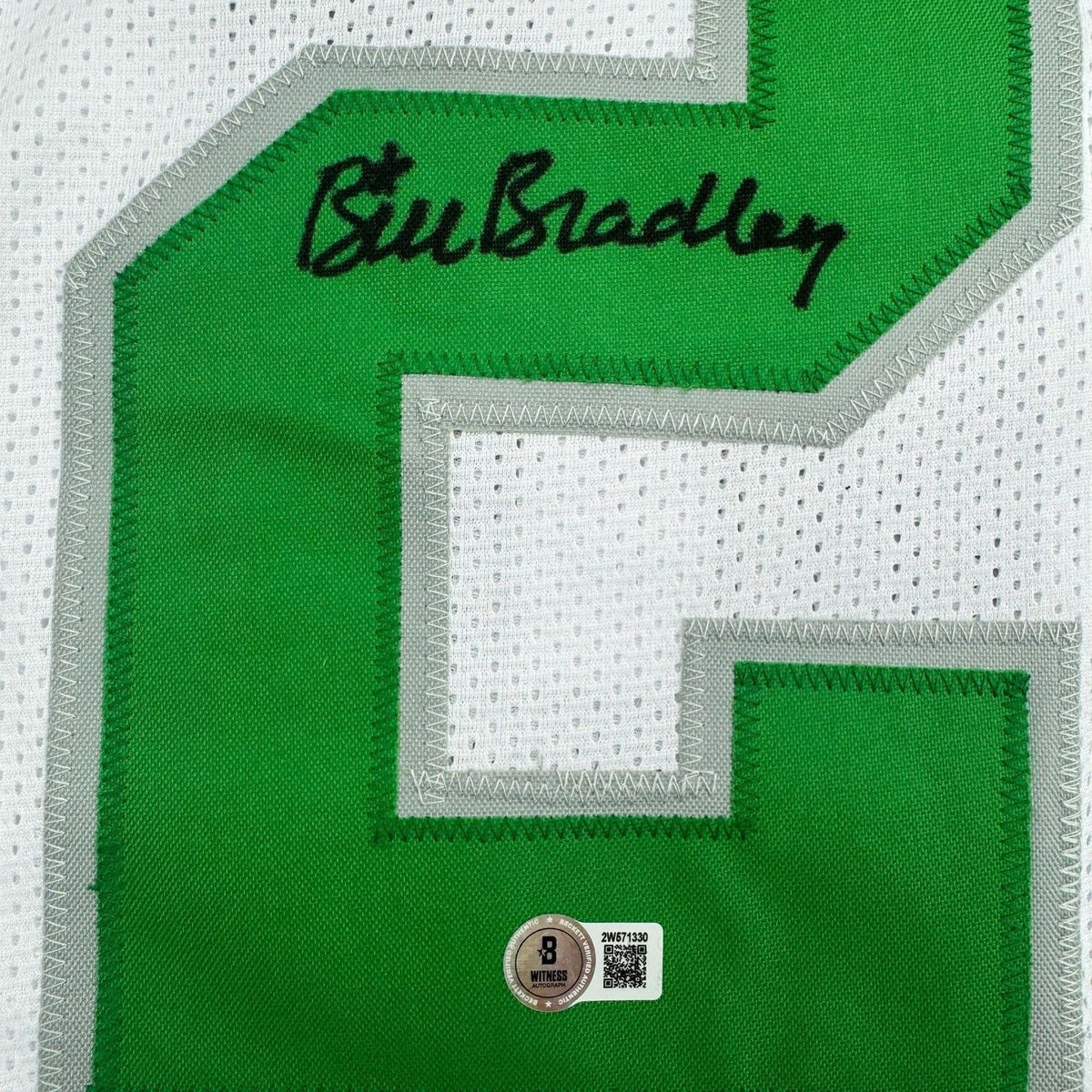 Framed Autographed/Signed Bill Bradley 35x39 Philadelphia White Football Jersey Beckett BAS COA