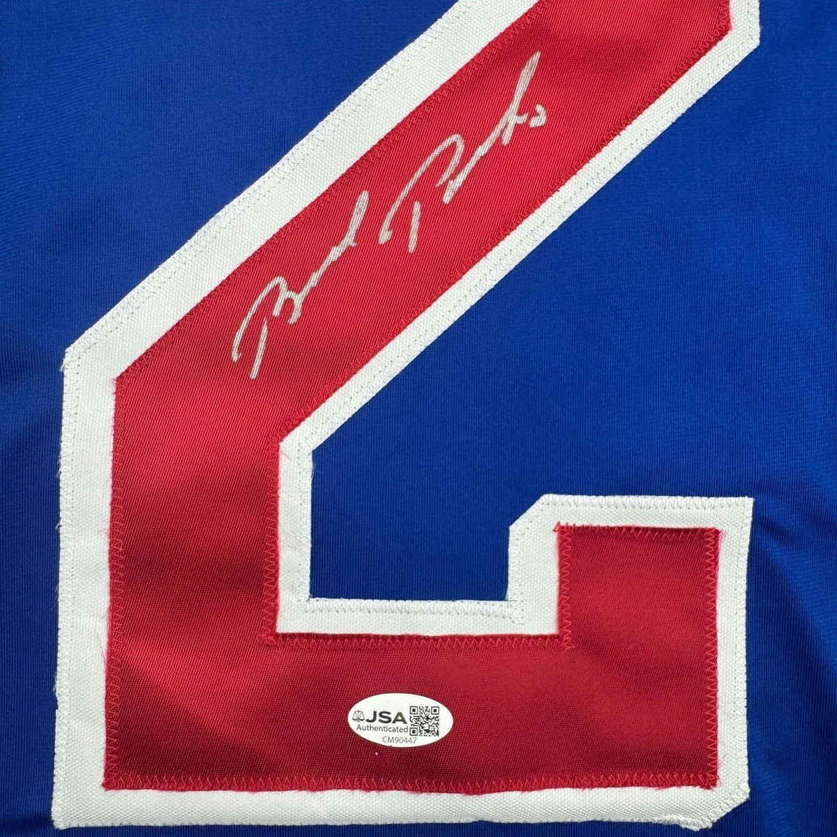Framed Autographed/Signed Brad Park 35x39 New York Blue Hockey Jersey JSA COA