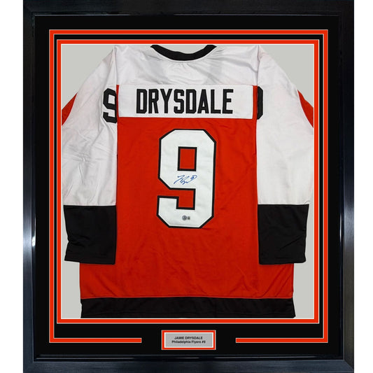 Framed Autographed/Signed Jamie Drysdale 35x39 Philadelphia Orange Hockey Jersey Beckett BAS COA