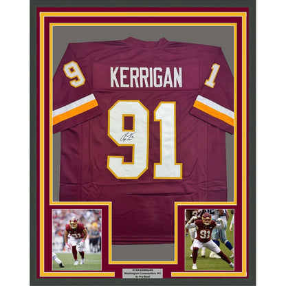 Framed Autographed/Signed Ryan Kerrigan 35x39 Washington Maroon Football Jersey JSA COA