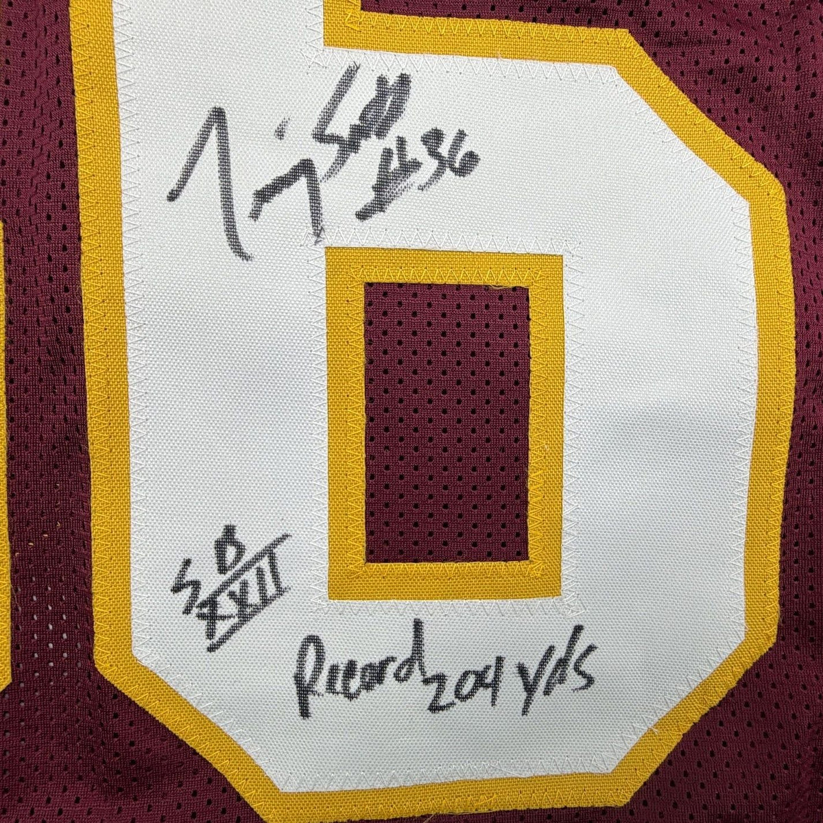 Framed Autographed/Signed Timmy Smith 35x39 Washington Maroon Football Jersey Beckett BAS COA