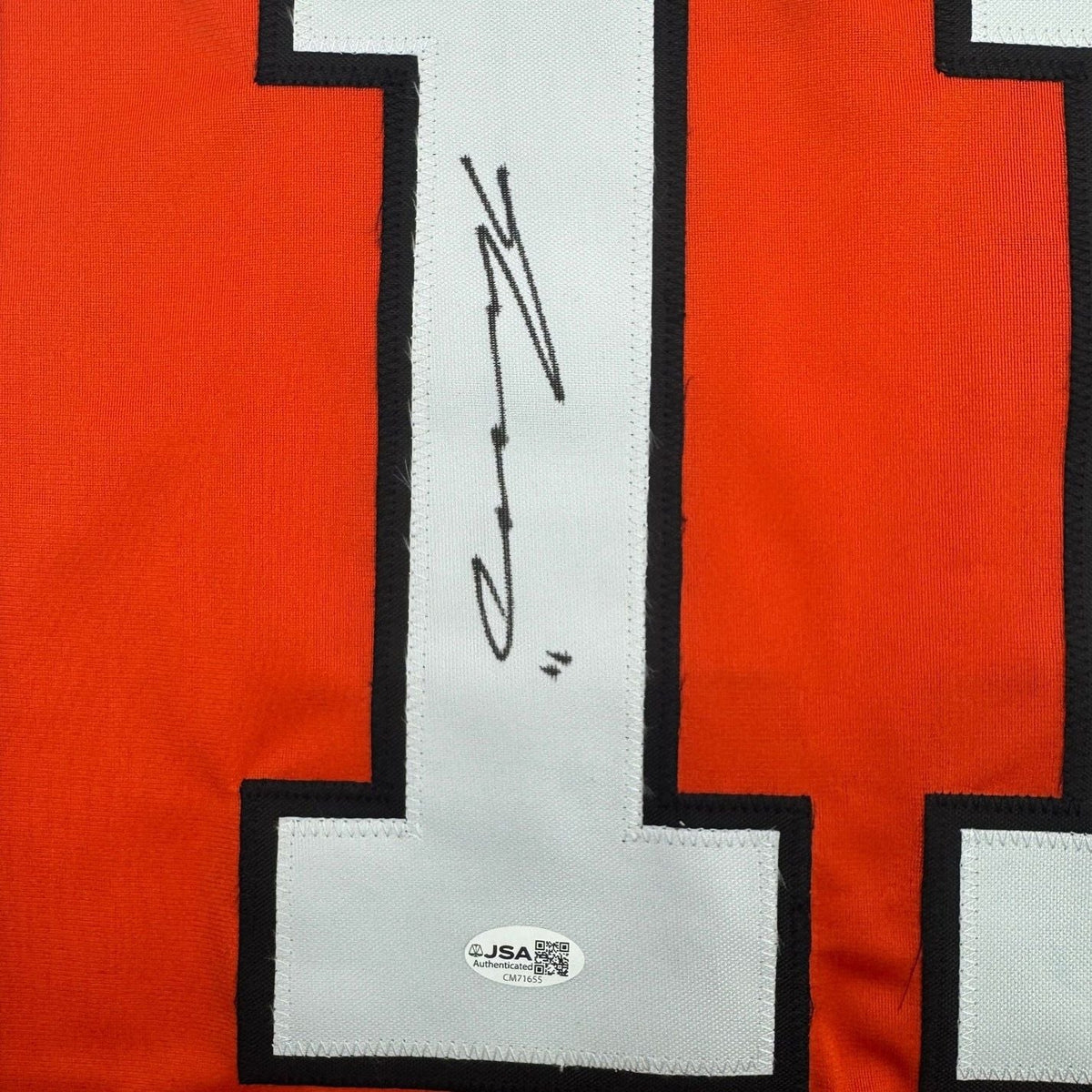 Framed Autographed/Signed Travis Konecny 35x39 Philadelphia Orange Hockey Jersey JSA COA