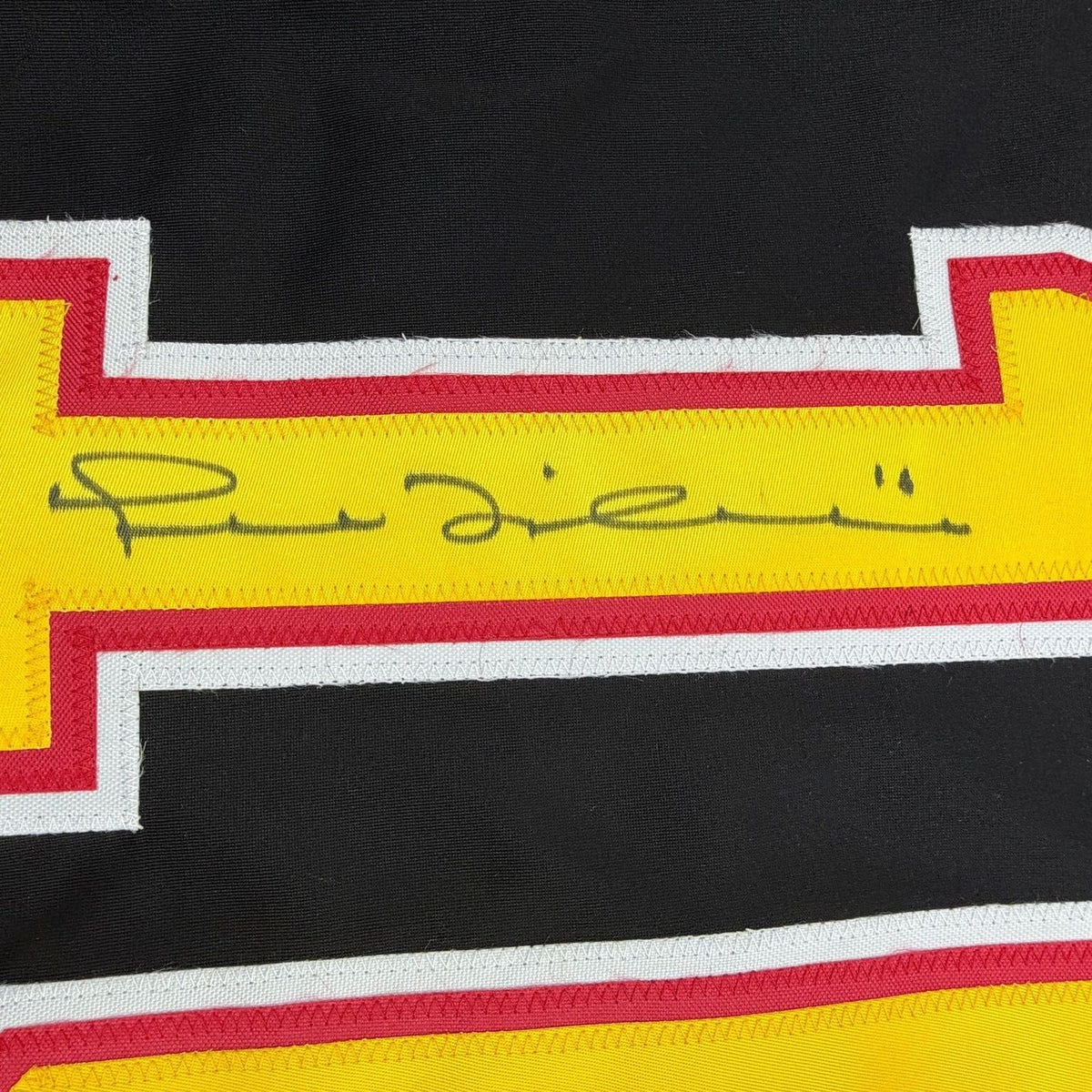 Framed Autographed/Signed Trevor Linden 35x39 Vancouver Black Hockey Jersey Beckett BAS COA