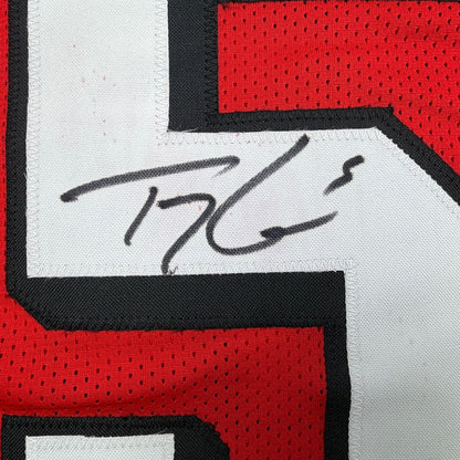 Framed Autographed/Signed Trey Lance 35x39 San Francisco Red Alternate Football Jersey Beckett BAS COA