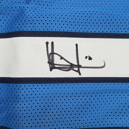 Framed Autographed/Signed Vince Young 35x39 Tennessee Navy Blue Football Jersey JSA COA