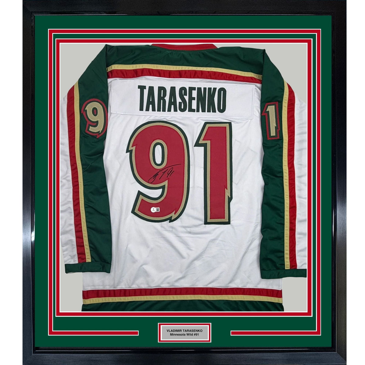 Framed Autographed/Signed Vladimir Tarasenko 35x39 Minnesota White 25th Anniversary Hockey Jersey Beckett BAS COA