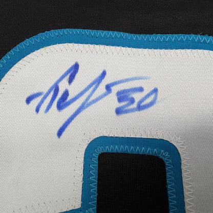 Framed Autographed/Signed Yaroslav Askarov 35x39 San Jose Black Hockey Jersey Beckett BAS COA