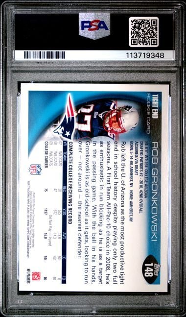 Graded 2010 Topps Rob Gronkowski #148 Rookie RC Football Card PSA 10 Gem Mint