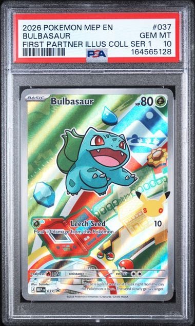 Graded 2026 PKM MEP EN Bulbasaur #037 First Partner Illus Coll Ser 1 Trading Card Game PSA 10 Gem Mint
