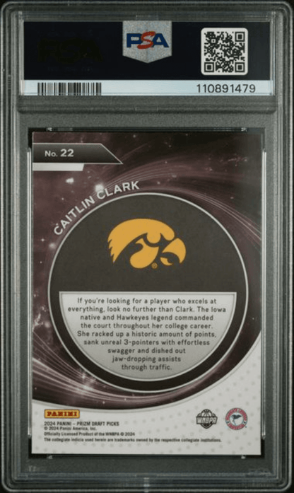 Graded 2024 Panini Prizm Draft Picks Caitlin Clark #22 Student Orientation Rookie RC Basketball Card PSA 10 Gem Mint