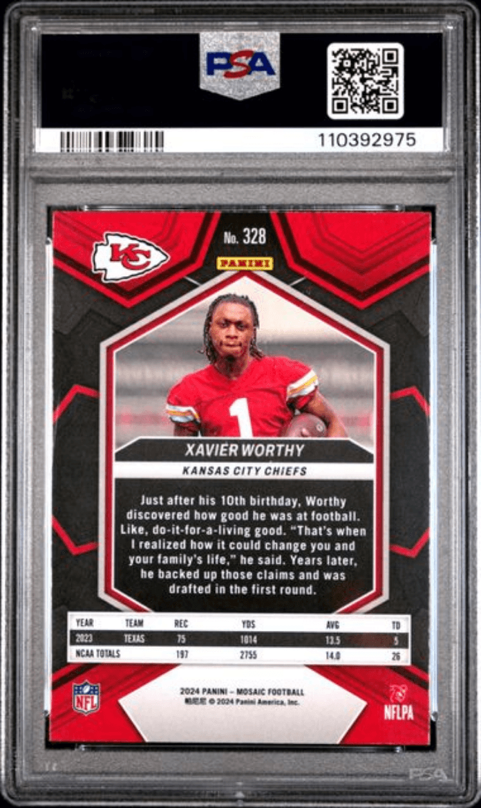 Graded 2024 Panini Mosaic Xavier Worthy #328 Rookie RC Football Card PSA 10 Gem Mint