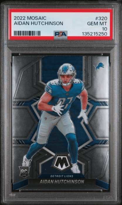 Graded 2022 Panini Mosaic Aidan Hutchinson #320 Rookie RC Football Card PSA 10 Gem Mint