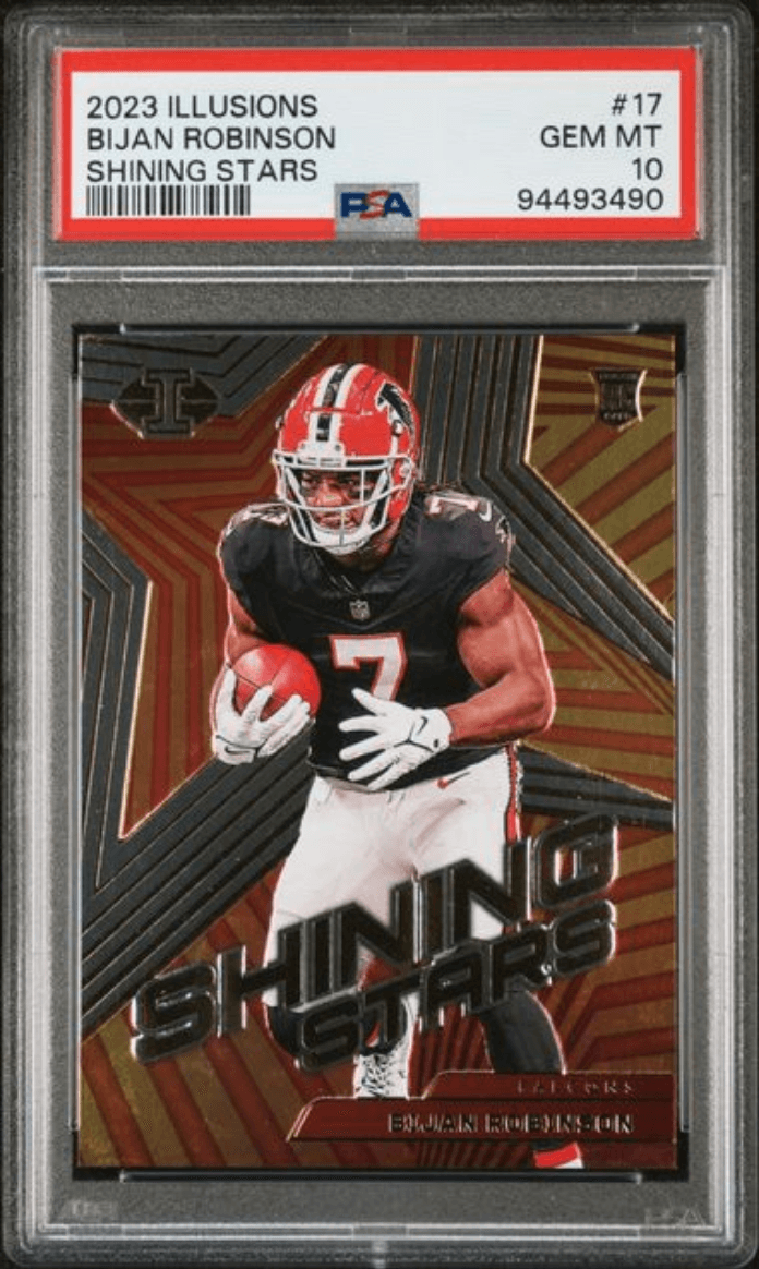 Graded 2023 Panini Illusions Bijan Robinson #17 Shining Stars Rookie RC Football Card PSA 10 Gem Mint
