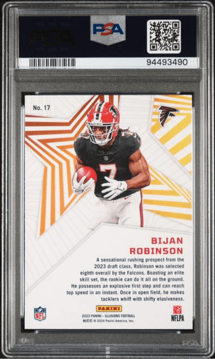 Graded 2023 Panini Illusions Bijan Robinson #17 Shining Stars Rookie RC Football Card PSA 10 Gem Mint