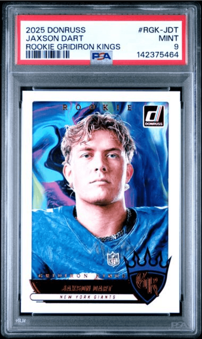 Graded 2025 Panini Donruss Jaxson Dart #RGKJDT Rookie Gridiron Kings Rookie RC Football Card PSA 9 Mint