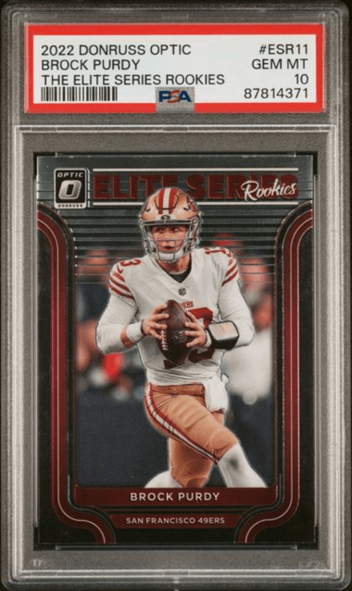 Graded 2022 Panini Donruss Optic Brock Purdy #ESR11 The Elite Series Rookies Rookie RC Football Card PSA 10 Gem Mint