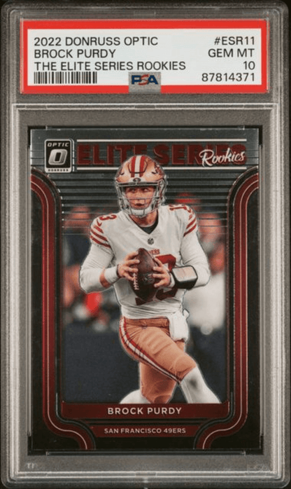 Graded 2022 Panini Donruss Optic Brock Purdy #ESR11 The Elite Series Rookies Rookie RC Football Card PSA 10 Gem Mint