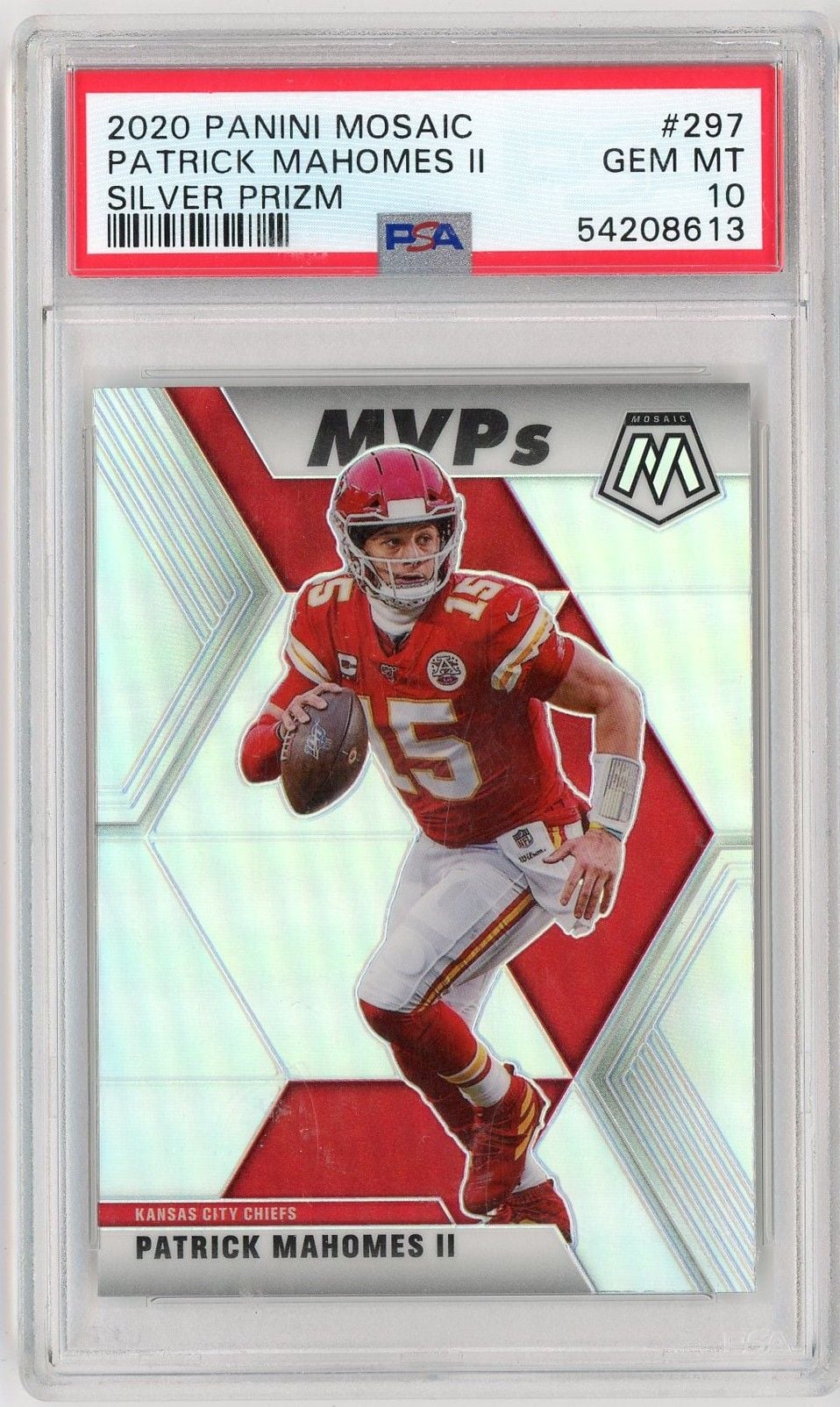 Graded 2020 Panini Mosaic Patrick Mahomes II #297 Silver Prizm Football Card PSA 10 Gem Mint