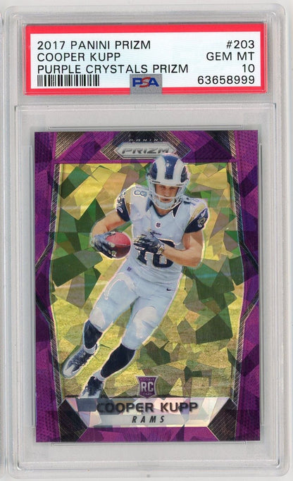 Graded 2017 Panini Prizm Cooper Kupp #203 Purple Crystals Prizm /75 Rookie RC Football Card PSA 10 Gem Mint