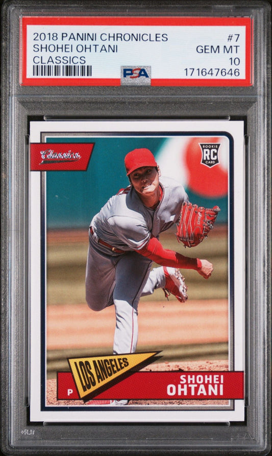 Graded 2018 Panini Chronicles Classics Shohei Ohtani #7 Rookie RC Baseball Card PSA 10 Gem Mint