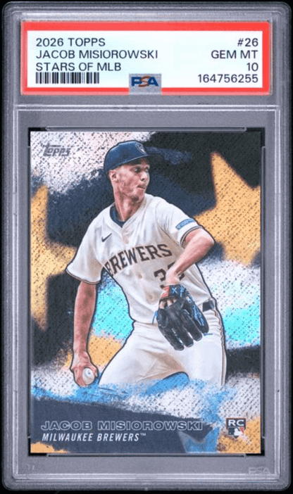 Graded 2026 Topps Jacob Misiorowski #26 Stars of MLB Rookie RC Baseball Card PSA 10 Gem Mint