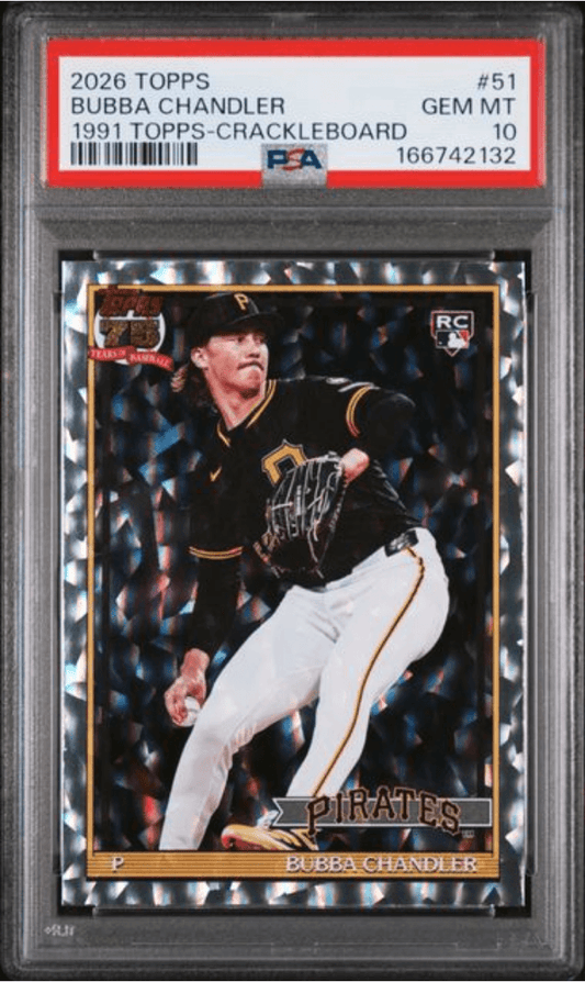 Graded 2026 Topps Bubba Chandler #51 1991 Topps Crackleboard Rookie RC Baseball Card PSA 10 Gem Mint