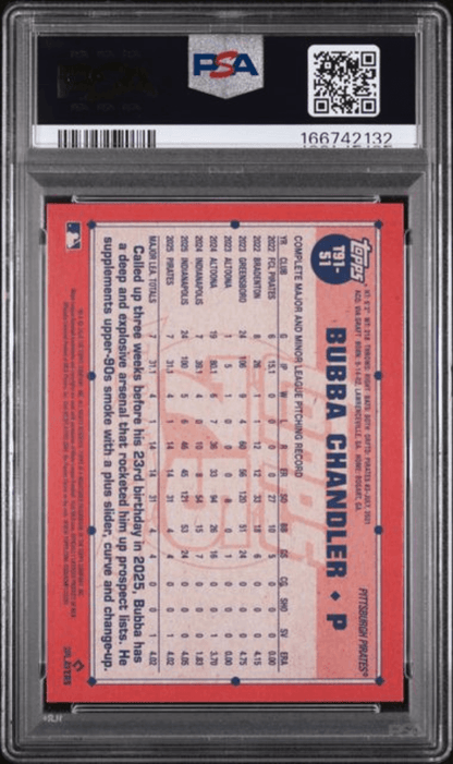 Graded 2026 Topps Bubba Chandler #51 1991 Topps Crackleboard Rookie RC Baseball Card PSA 10 Gem Mint