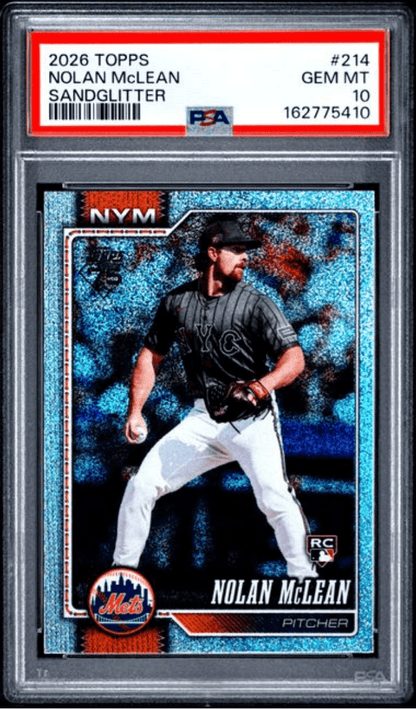 Graded 2026 Topps Nolan McLean #214 Sandglitter Rookie RC Baseball Card PSA 10 Gem Mint