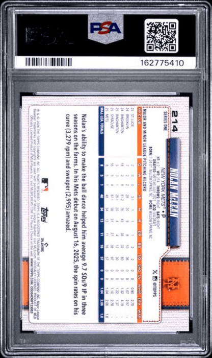 Graded 2026 Topps Nolan McLean #214 Sandglitter Rookie RC Baseball Card PSA 10 Gem Mint
