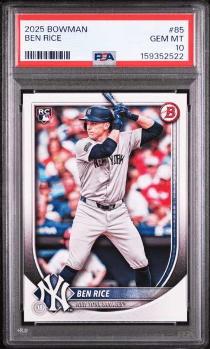 Graded 2025 Topps Bowman Ben Rice #85 Rookie RC Baseball Card PSA 10 Gem Mint