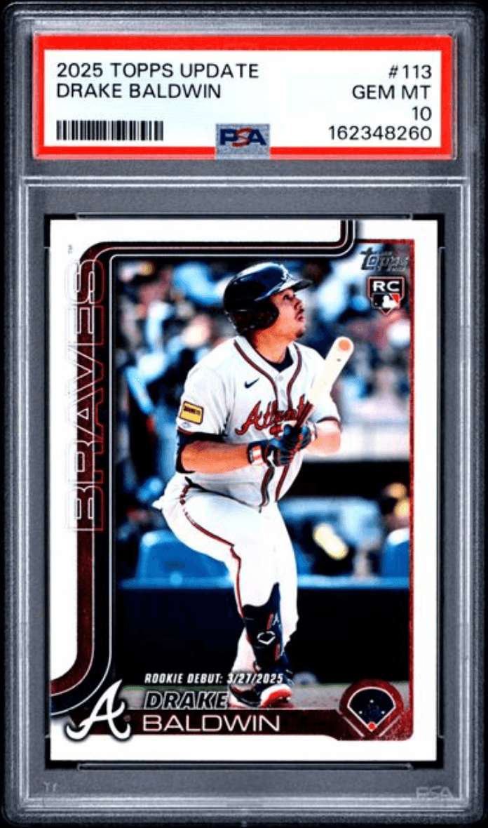 Graded 2025 Topps Update Drake Baldwin #113 Rookie RC Baseball Card PSA 10 Gem Mint