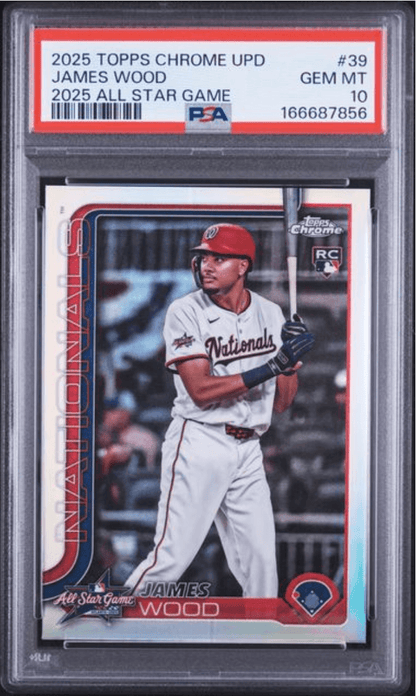 Graded 2025 Topps Chrome Update James Wood #39 2025 All Star Game Rookie RC Baseball Card PSA 10 Gem Mint