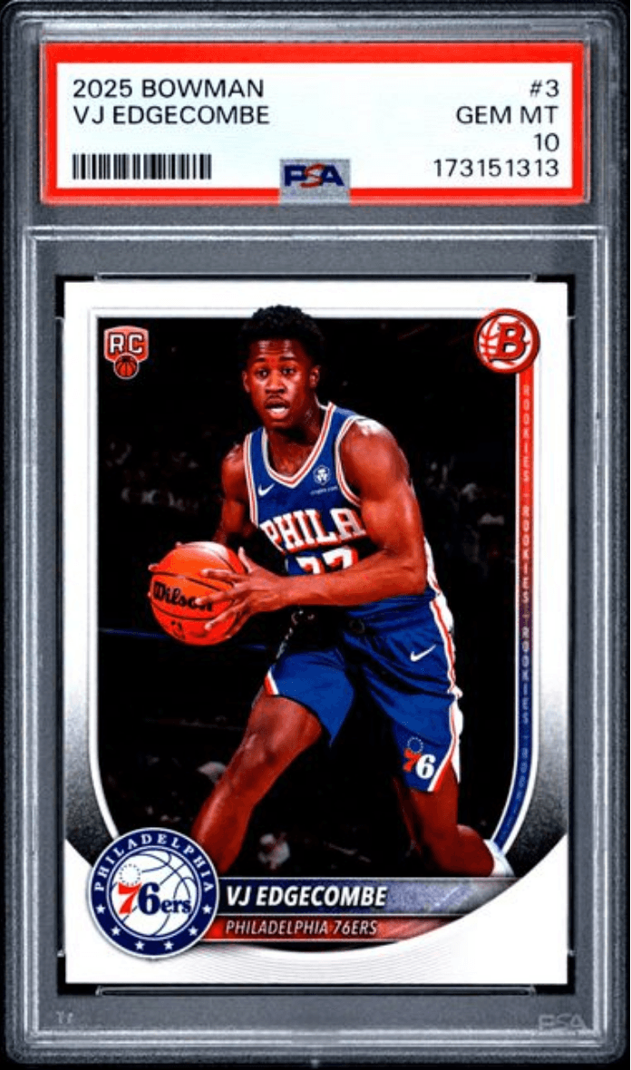 Graded 2025 Topps Bowman VJ Edgecombe #3 Rookie RC Basketball Card PSA 10 Gem Mint
