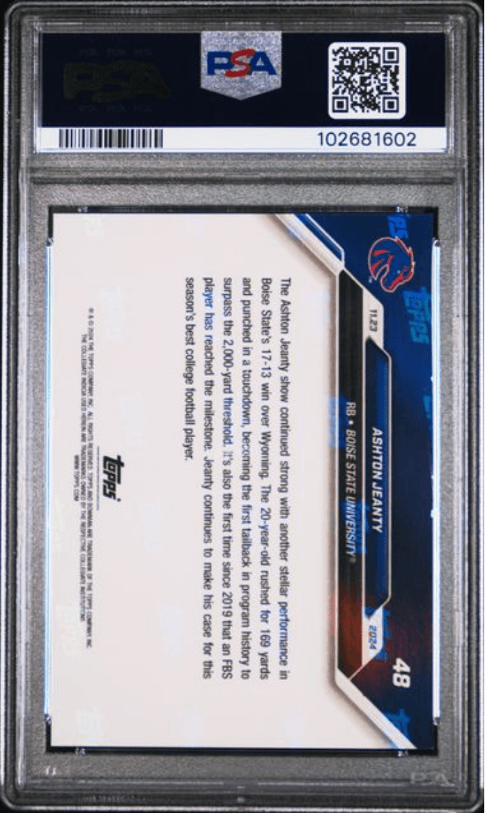 Graded 2024 Topps Bowman U Now Ashton Jeanty #48 Blue /49 Rookie RC Football Card PSA 10 Gem Mint